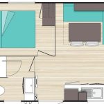 Mobil-Home Confort 18m² (1 chambre) + terrasse couverte 9m² + TV