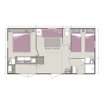 Homeflower premium 29m² (2 chambres) + CLIM + terrasse semi-couverte + TV + draps + serviettes